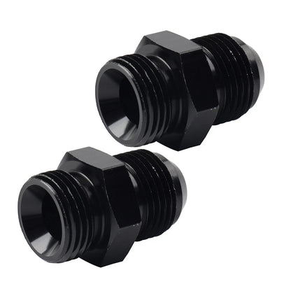 Black Aluminum AN8 Flare to 8AN ORB Male Fitting Adapter w/ O-Rings