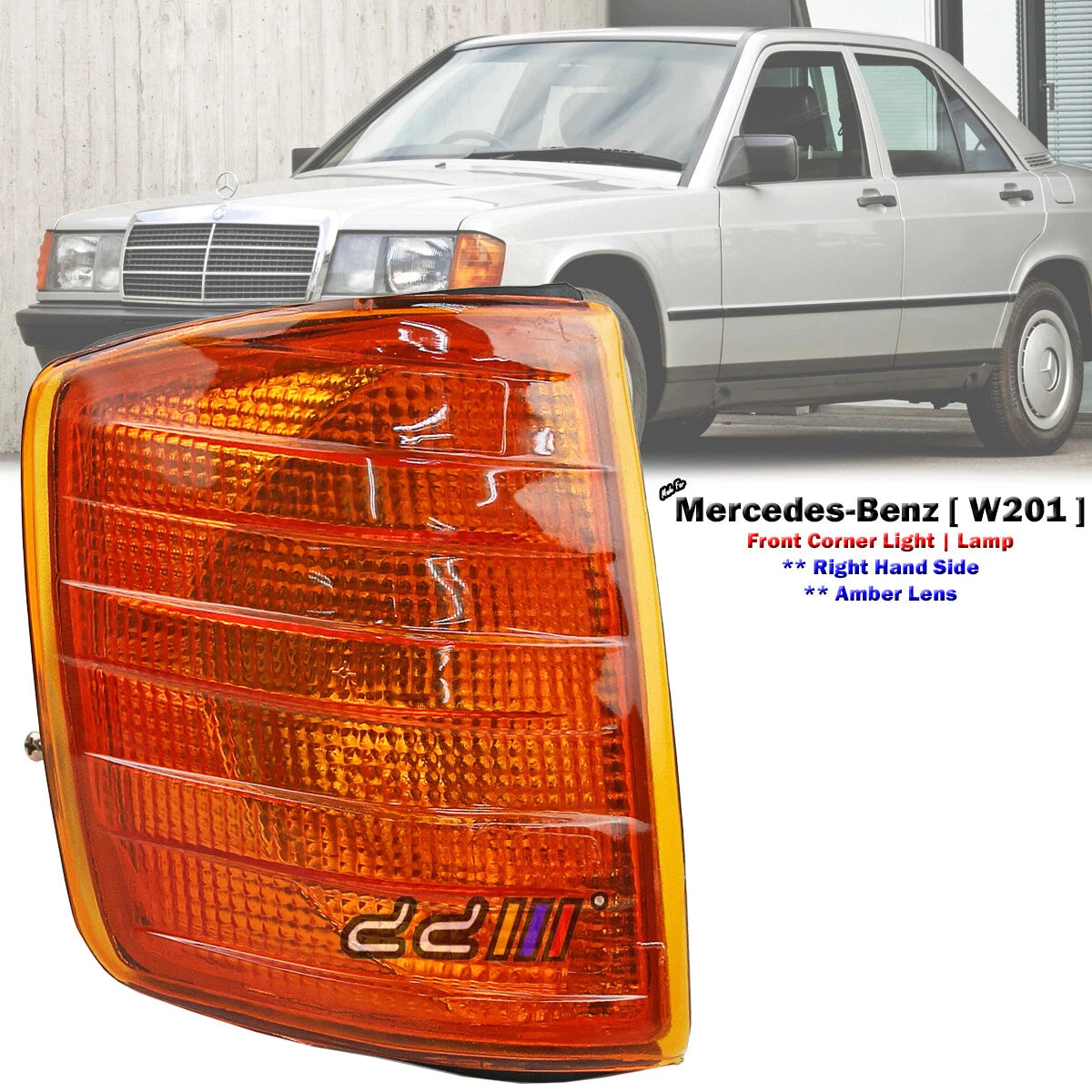Front Right Amber Corner Light for Mercedes-Benz W201 190E 190D (1982-1993)