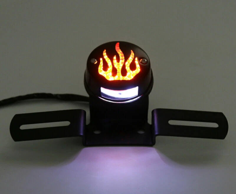 Black License Plate with Tail Light for Chopper Cafe Racer Bobber