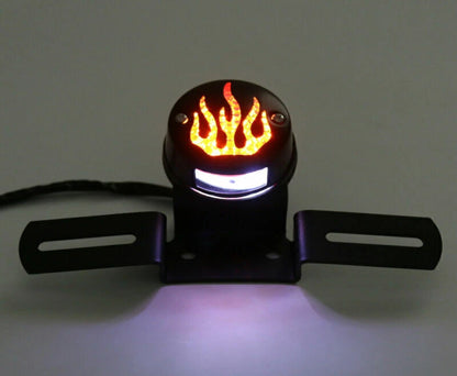 Black License Plate with Tail Light for Chopper Cafe Racer Bobber