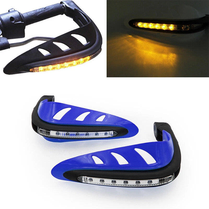 Universal Blue Motorcycle Handguards with LED Lights for Dirt Bikes & ATVs