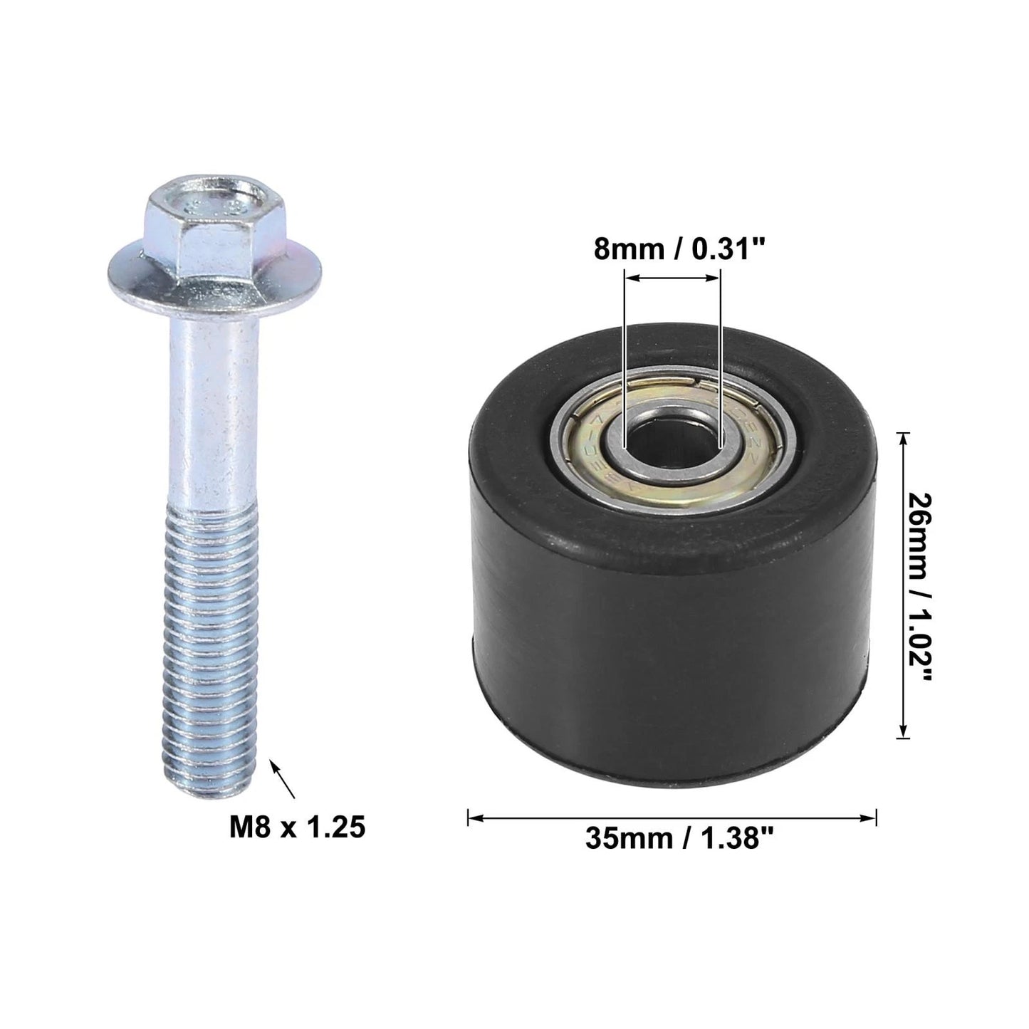 2 x 8mm Motorcycle Chain Pulley Roller Slider for Yamaha YFZ350