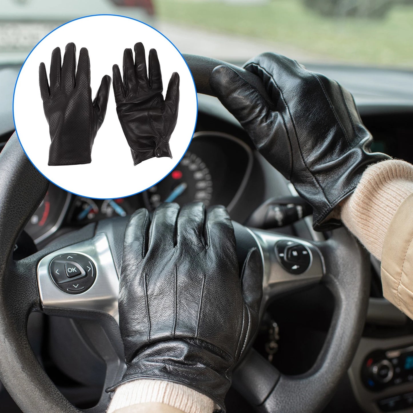 Motorcycle Gloves Breathable Full Finger Sheepskin Outdoor Gloves Brown 1 Pair