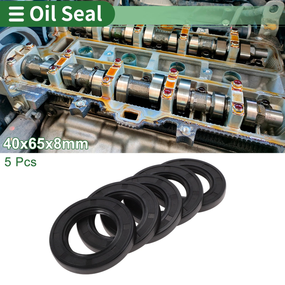 Oil Seal NBR Rubber 40x65x8mm High Pressure Black 5 Pcs