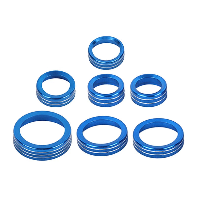 7PC Blue Center Console Audio Switch Knob Trim Ring for Bronco Sport (2021-)