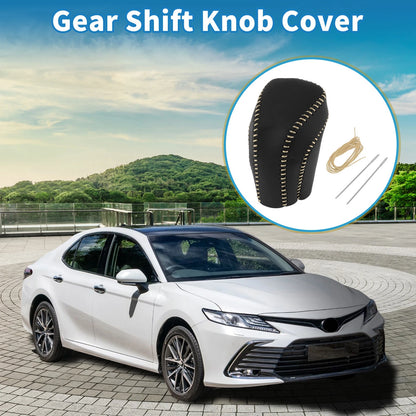 Gear Shift Knob Cover for Toyota Camry 2018-2024 Black Beige Faux Leather