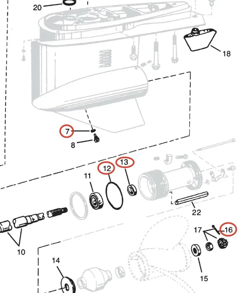 Volvo Lower Unit Seal Kit 3852865 Propeller Shaft O-Ring Oil Seal