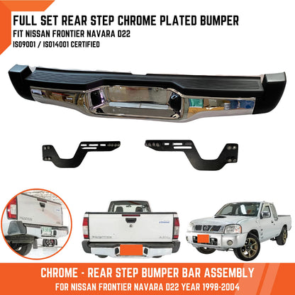 Chrome Rear Step Bumper Bar for Nissan Navara Ute D22 (1998-2004)