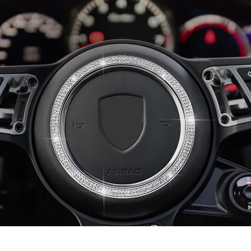 Crystal Steering Wheel Center Circle Cover Ring Fit For Porsche Macan 2015-2020
