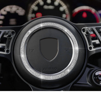 Crystal Steering Wheel Center Circle Cover Ring Fit For Porsche Macan 2015-2020