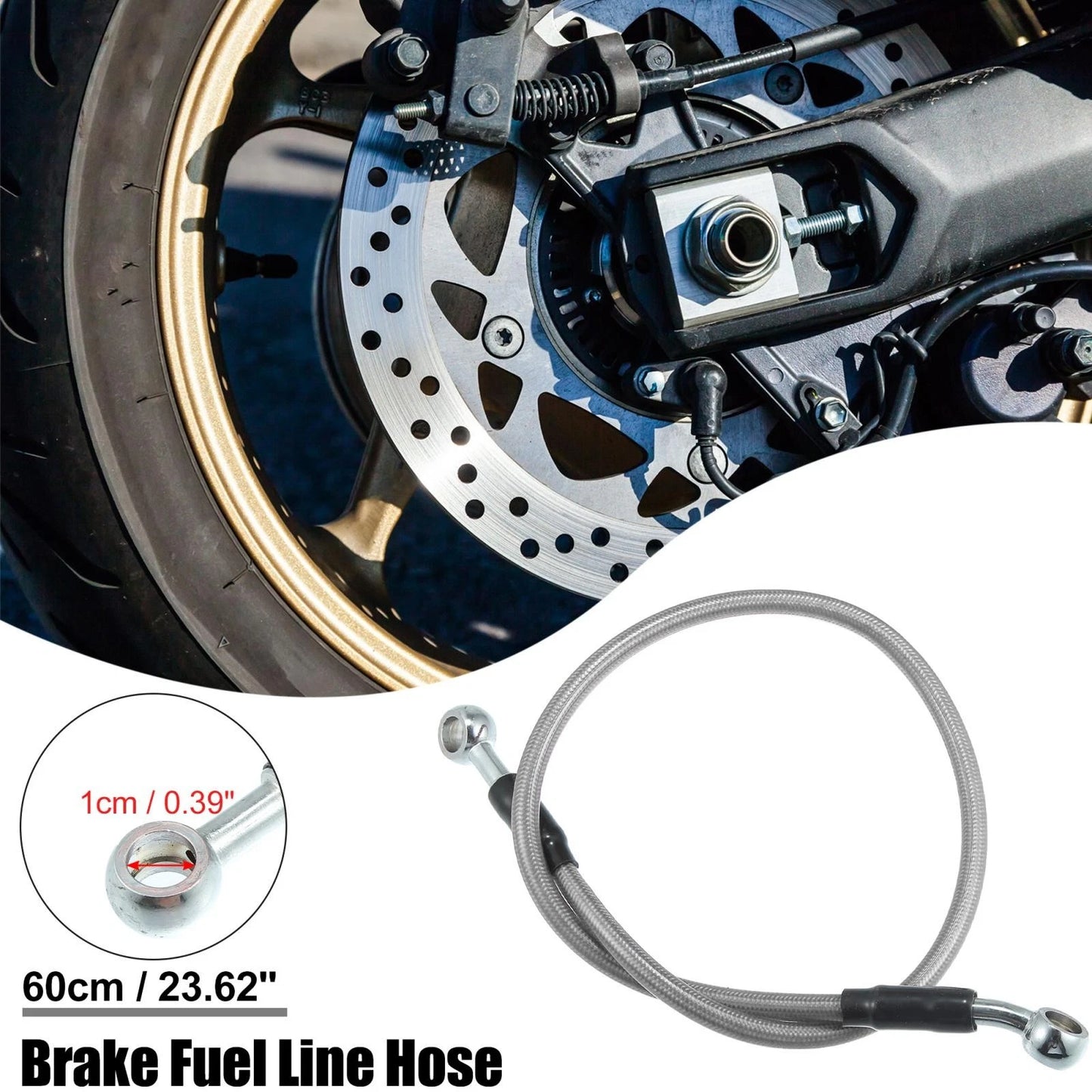 Brake Fuel Line Hose 1cm/60cm Grey for Motorcycle Scooter Bike ATV