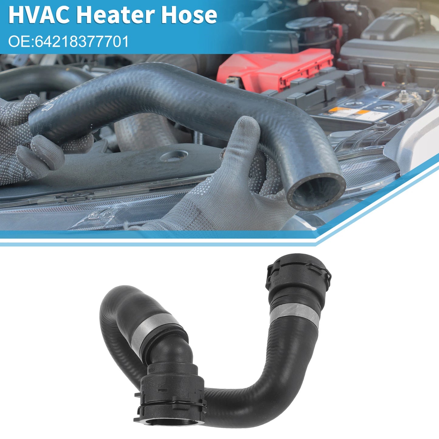 Heater Hose for BMW 745i 4.4L (2002-2005) Rubber Black 1Pc