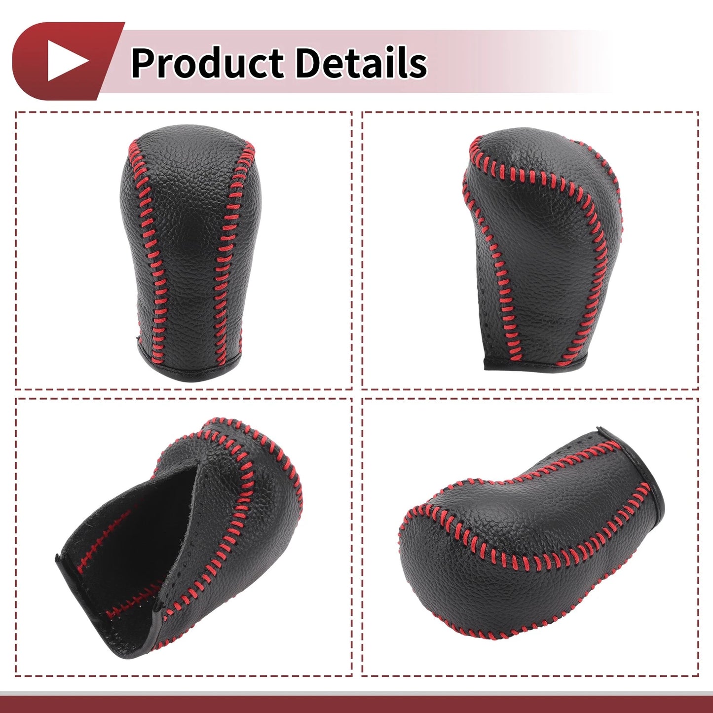 Car Gear Shift Knob Cover for Mazda CX-5 Black Red Faux Leather (2012-2023)