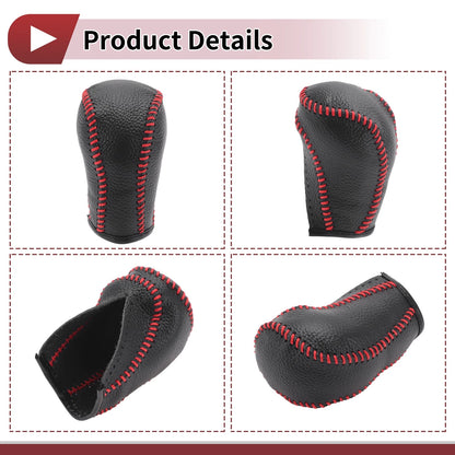Car Gear Shift Knob Cover for Mazda CX-5 Black Red Faux Leather (2012-2023)