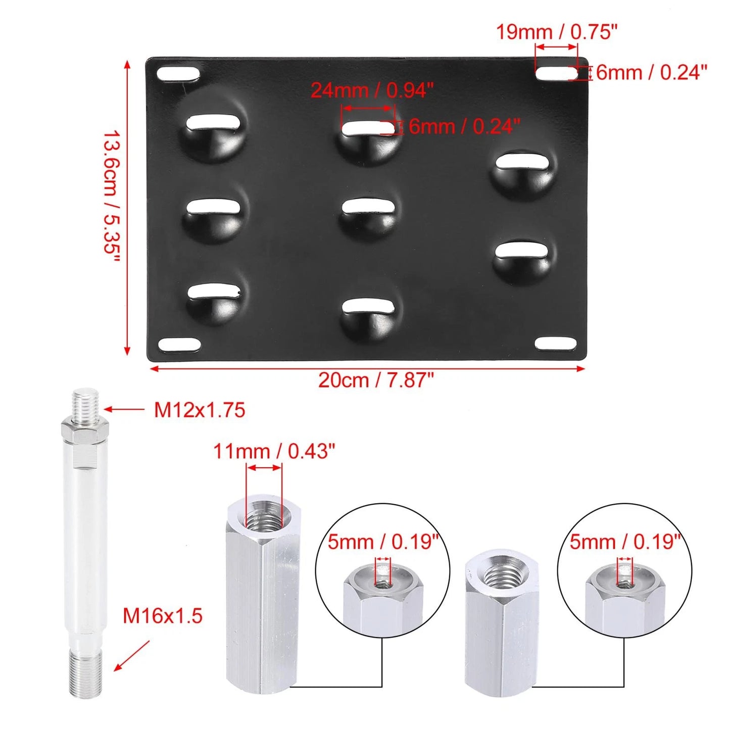 Front Bumper Tow Hook License Plate Mount Bracket Set for Subaru Forester (2014-2023)