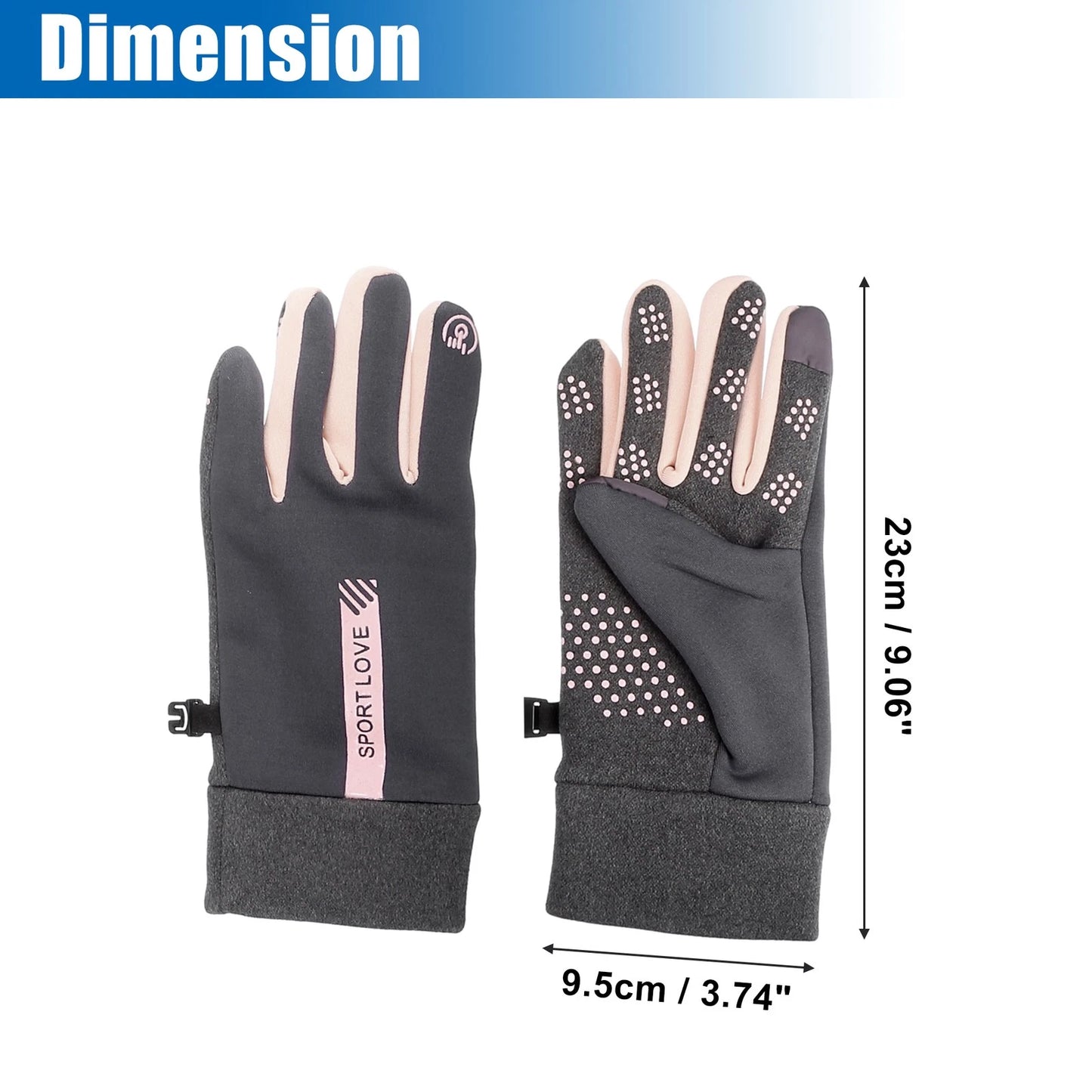 1 Pair Riding Warm Gloves Liners Pink Gray for Motorcycle Cycling Sporting