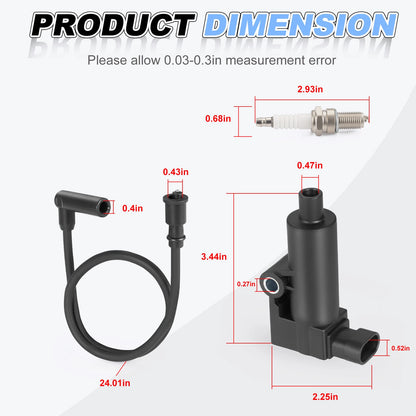Ignition Coil & Spark Plug + Wire Cap for MTD Cub Cadet Challenger 500 UTV