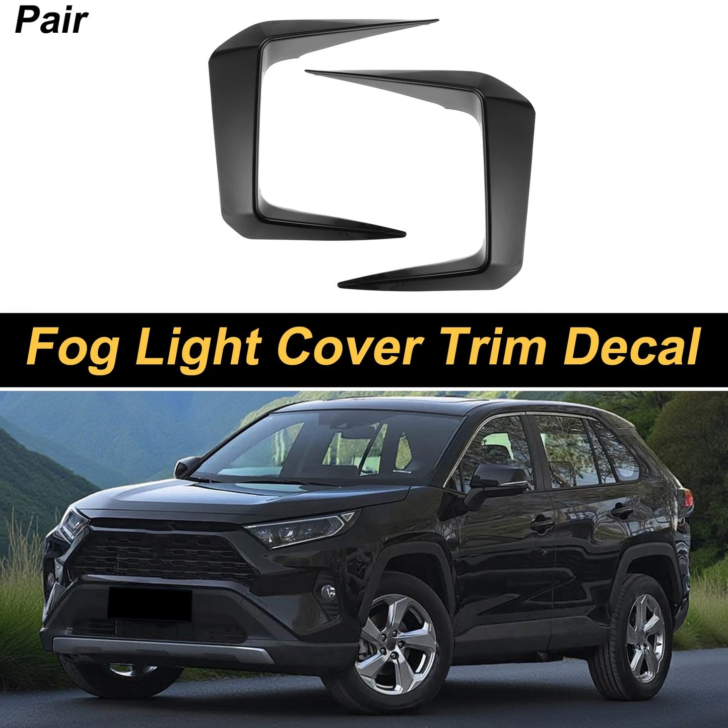 2 x Fog Light Cover Trim Gloss Black for Toyota RAV4 (2019–2025)