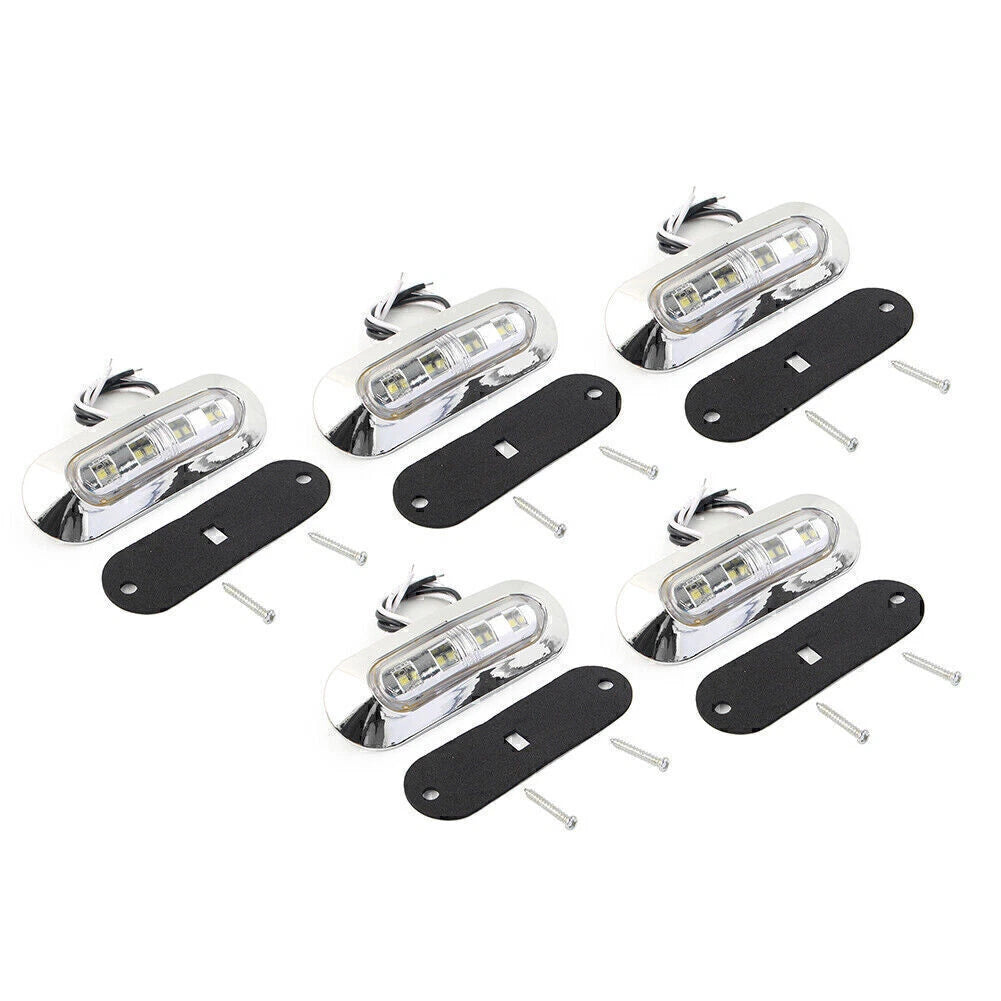 5 x LED White Side Clearance Marker Lights for Car Truck Trailer 12V