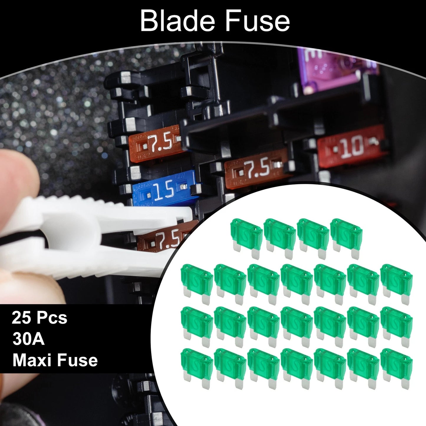Maxi Fuse / 30A / Blade Fuse (25 Pcs) for Car Boat Truck RV Motorcycle