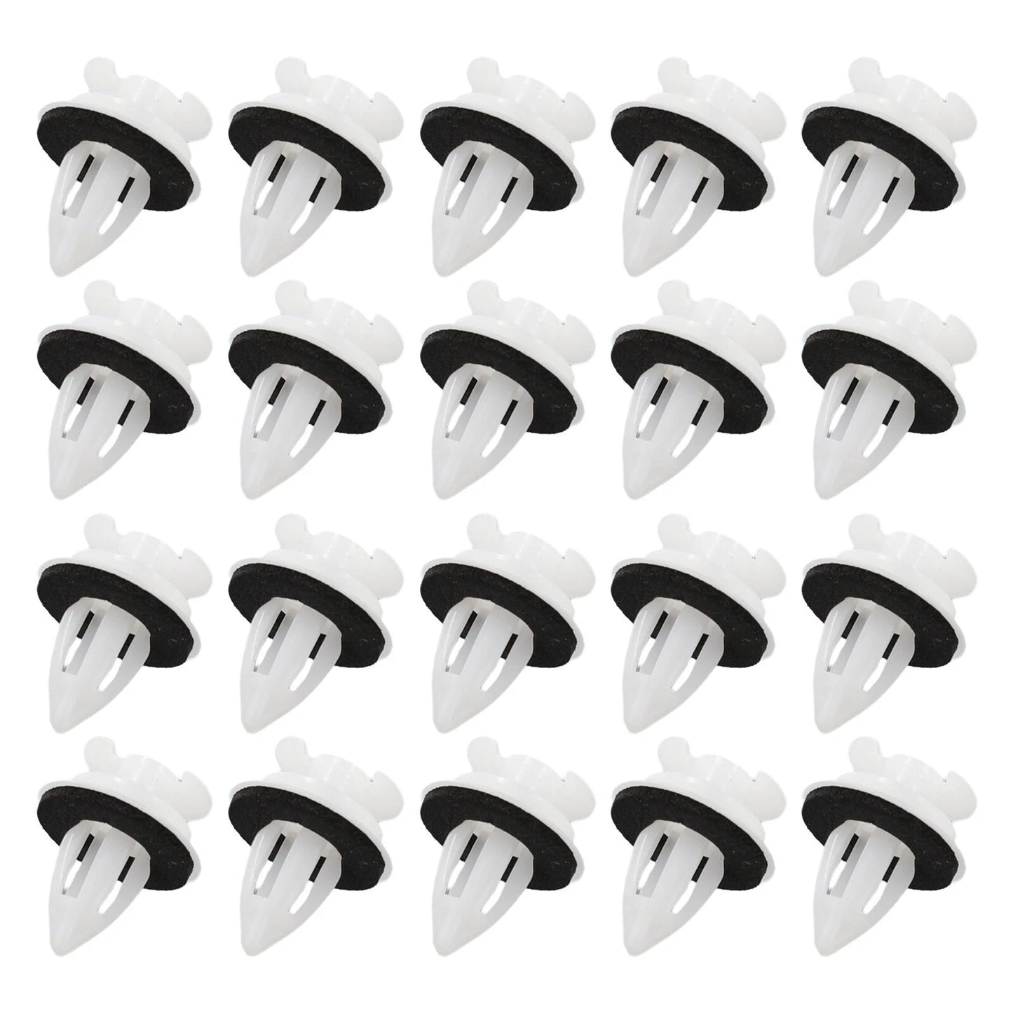 Car Clips / 20 Pcs / White Plastic Retainer With Washers
