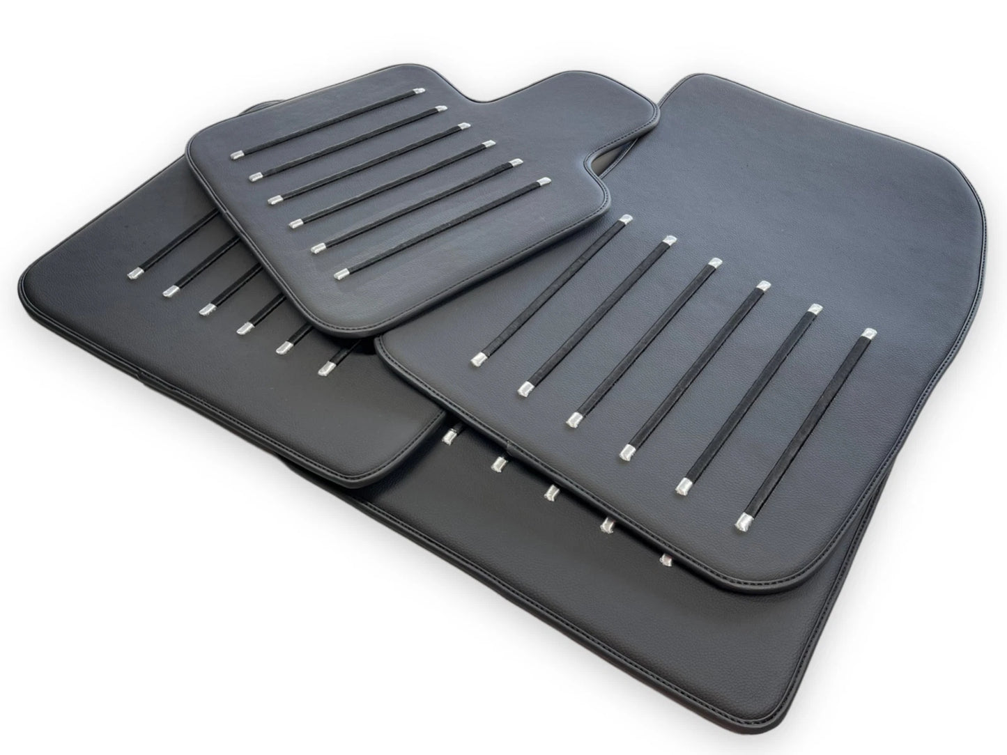 Black Leather Floor Mats for Rolls Royce Black Badge Cullinan (2019-2022)