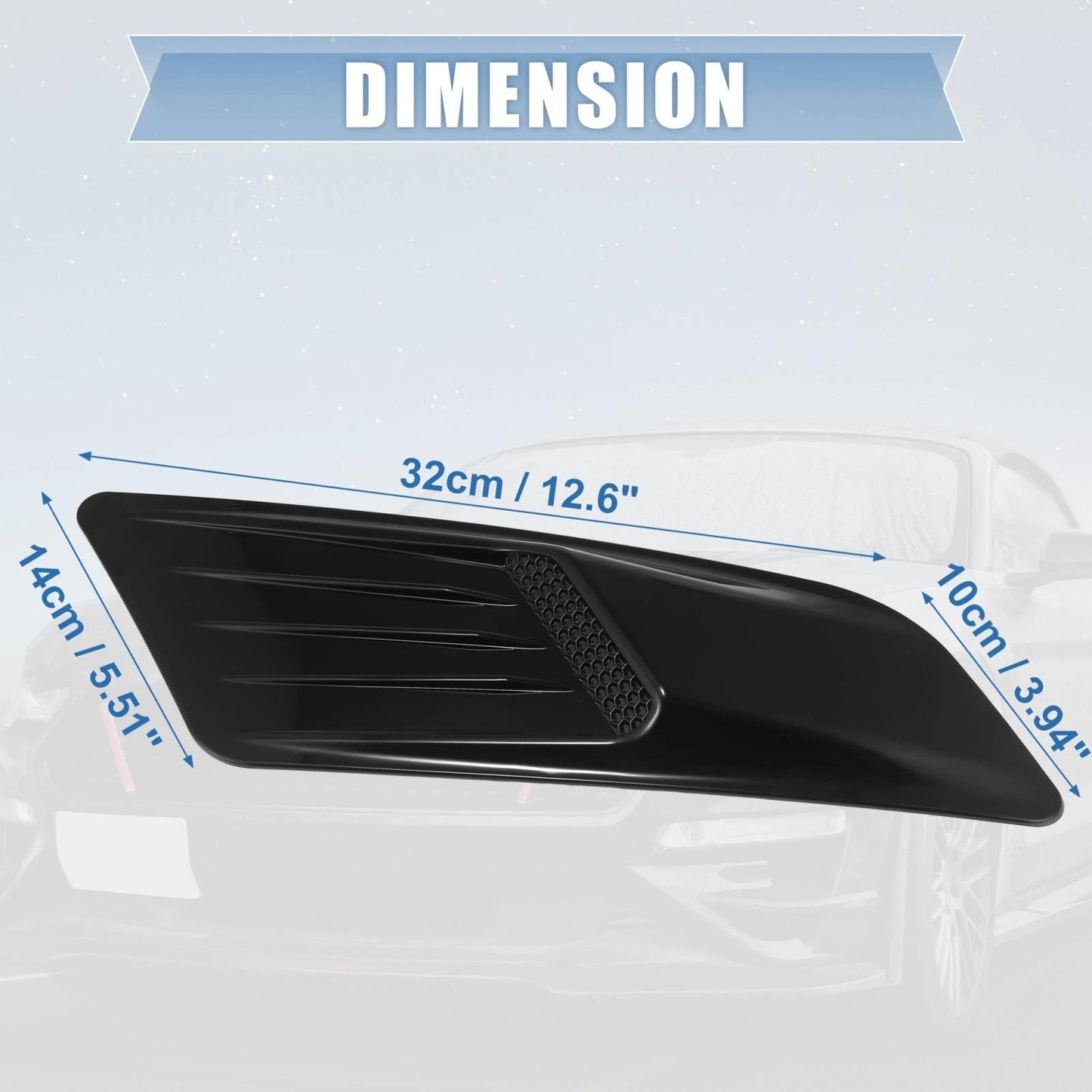 Front Hood Engine Air Vent Cover Glossy Black for Ford Mustang (2015-2017)