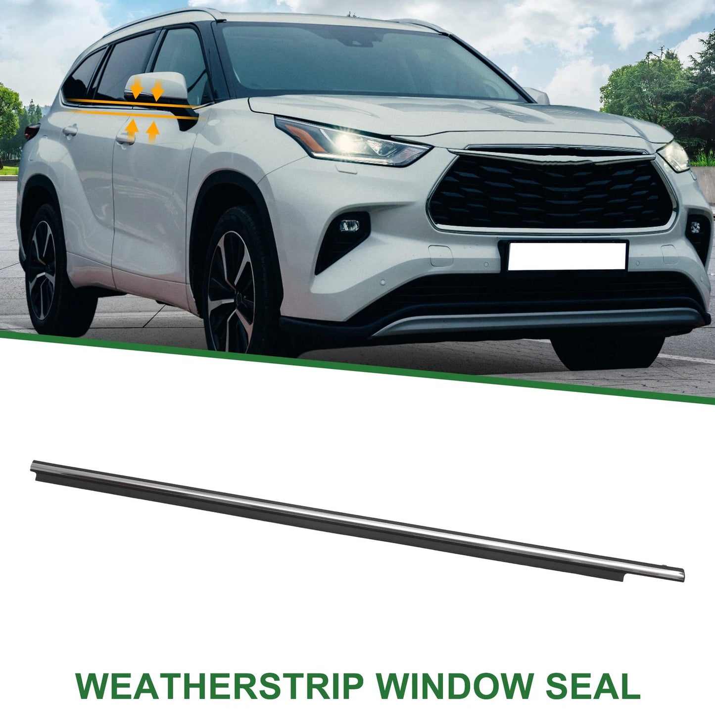1pc / Front Right Weatherstrip Window Seal PVC for Toyota Highlander