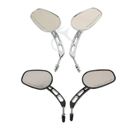 8mm Black/Chrome Rearview Mirrors for Harley Fat Bob Softail Deluxe (2008-2016)