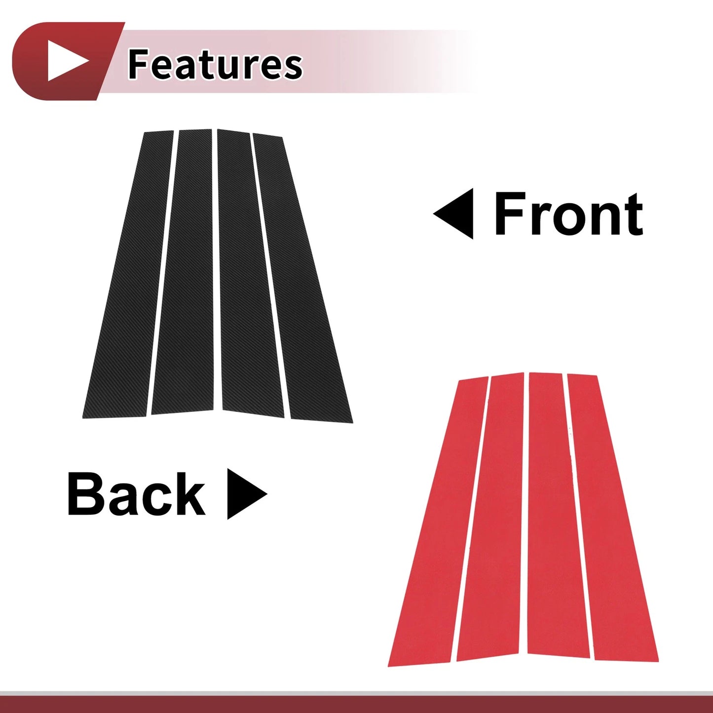 Door Pillar Window Trim for Toyota Tundra 2000-2006 Carbon Fiber (2 x)