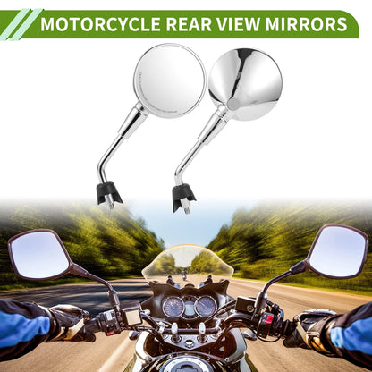 M8 Rear View Mirrors Round Shape Chrome Silver Tone Iron Plastic for M8
