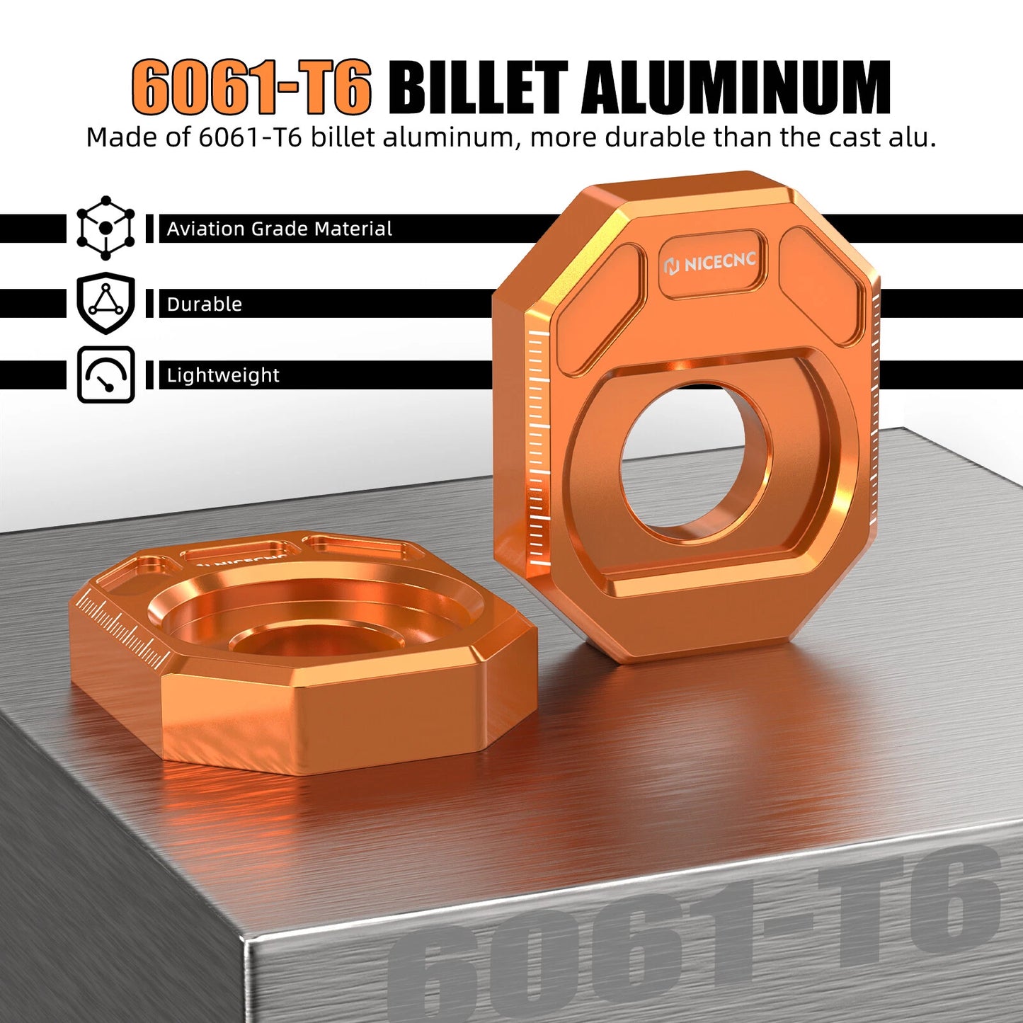 2 x CNC-Milled Anodized Rear Chain Adjuster Tensioners for KTM 390 Duke (2024)