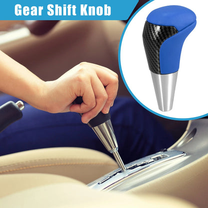 Gear Shift Knob Carbon Fiber Pattern Unpunched Faux Leather Blue for Toyota