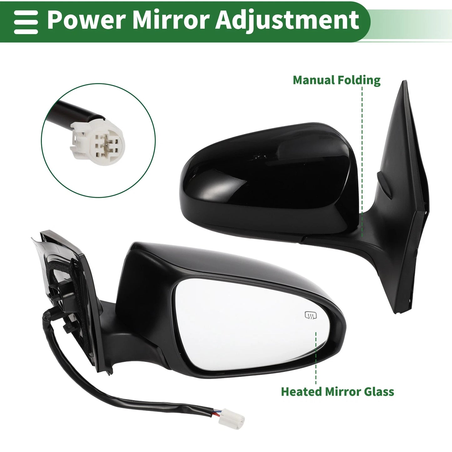 Right Door Mirror for Toyota Corolla (2014-2019) Gloss Black