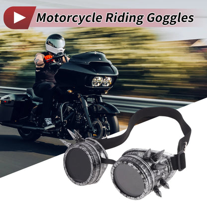 1Pc Motorcycle Riding Goggles Black Lens Silver Tone Frame ABS for Bike
