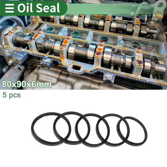 Oil Seal 5 Pcs Rotary Shaft Seal NBR Rubber 80x90x6mm