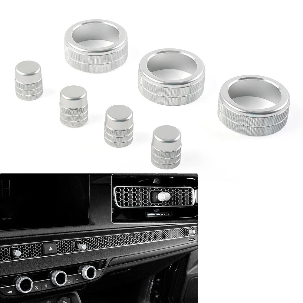 Knob Ring Cover Trim for Honda Civic 11th Gen 2022+ & CRV 2023-2024 Silver