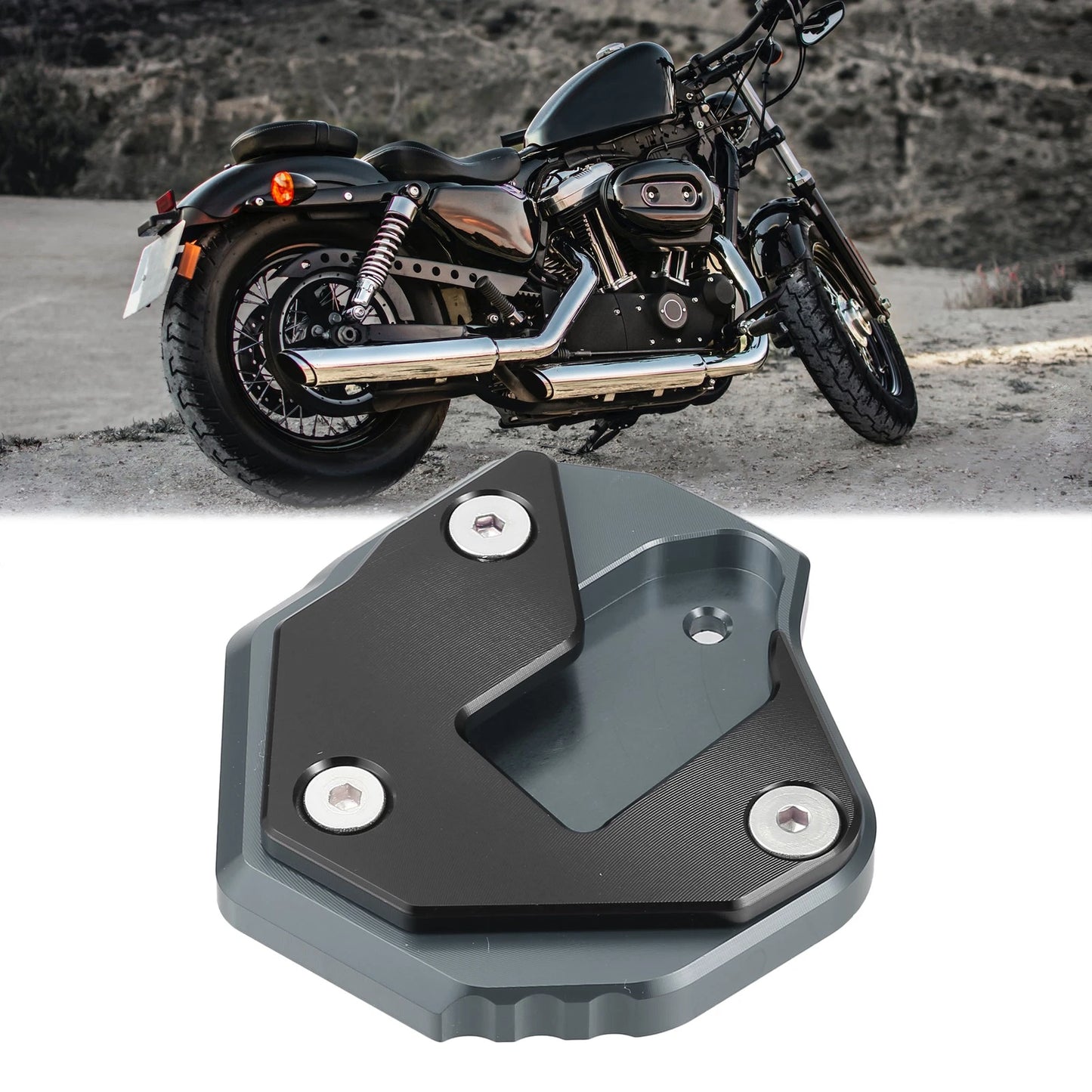 Motorcycle Kickstand Pad Black Titanium for SUZUKI Hayabusa (2008-2023)