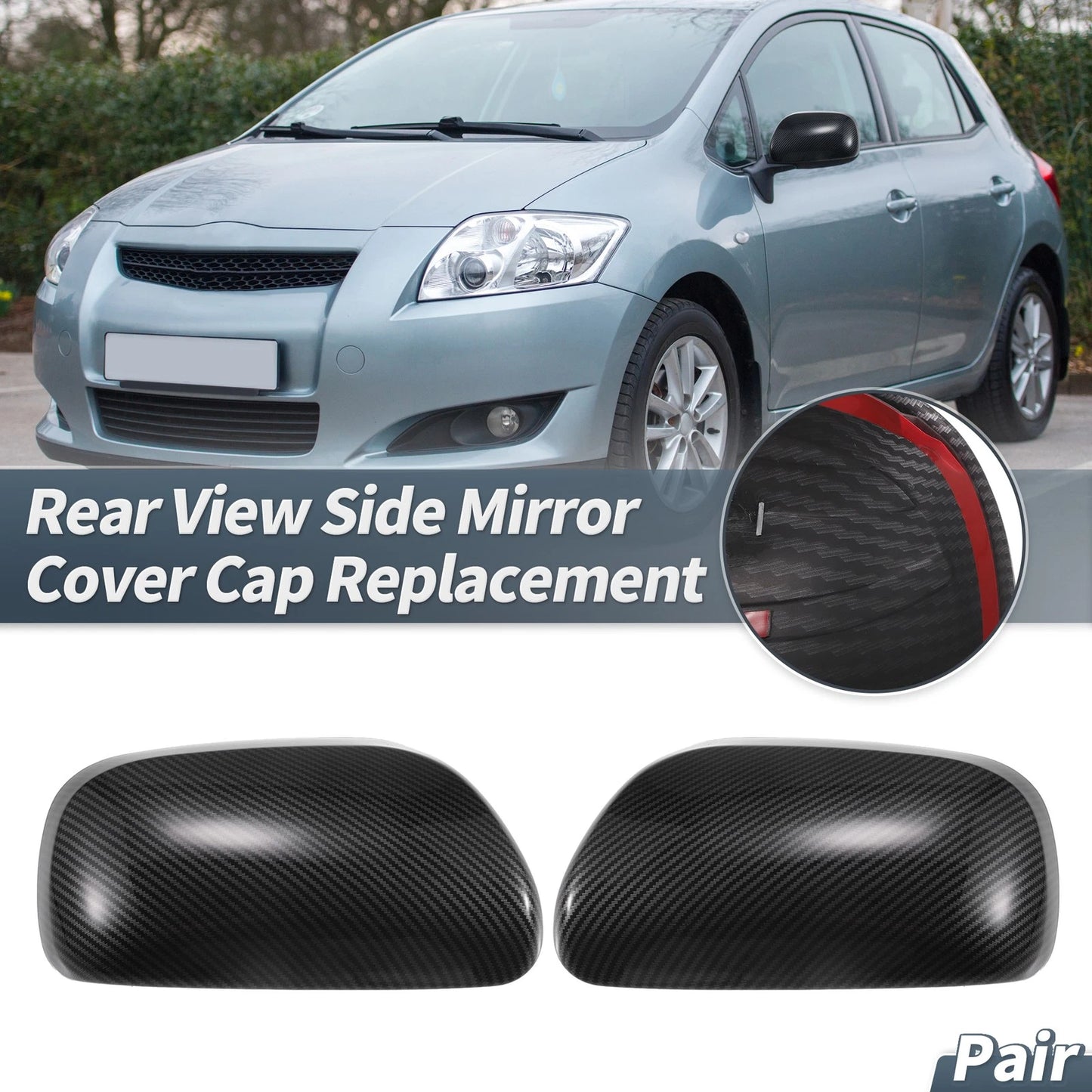 Mirror Cover Overlay Carbon Fiber 2 x for Toyota Corolla (2005–2007)