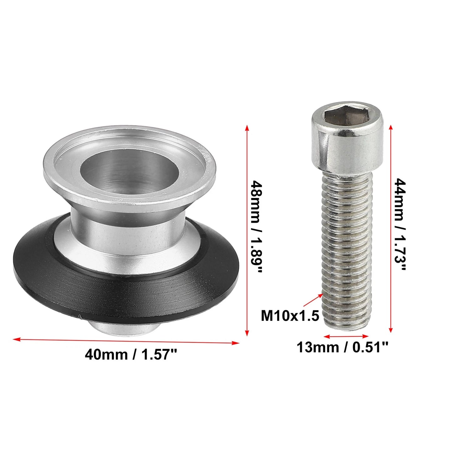 Pair / M10x1.5 / Silver Tone Swing Arm Spools for Kawasaki