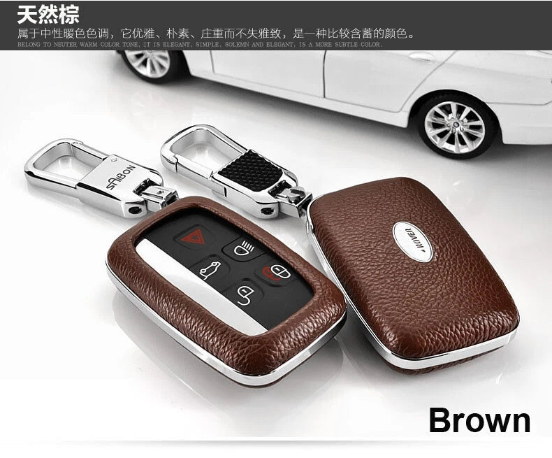 Orange Car Remote FOB Leather Key Cover Case Fit For Land Rover Range Rover