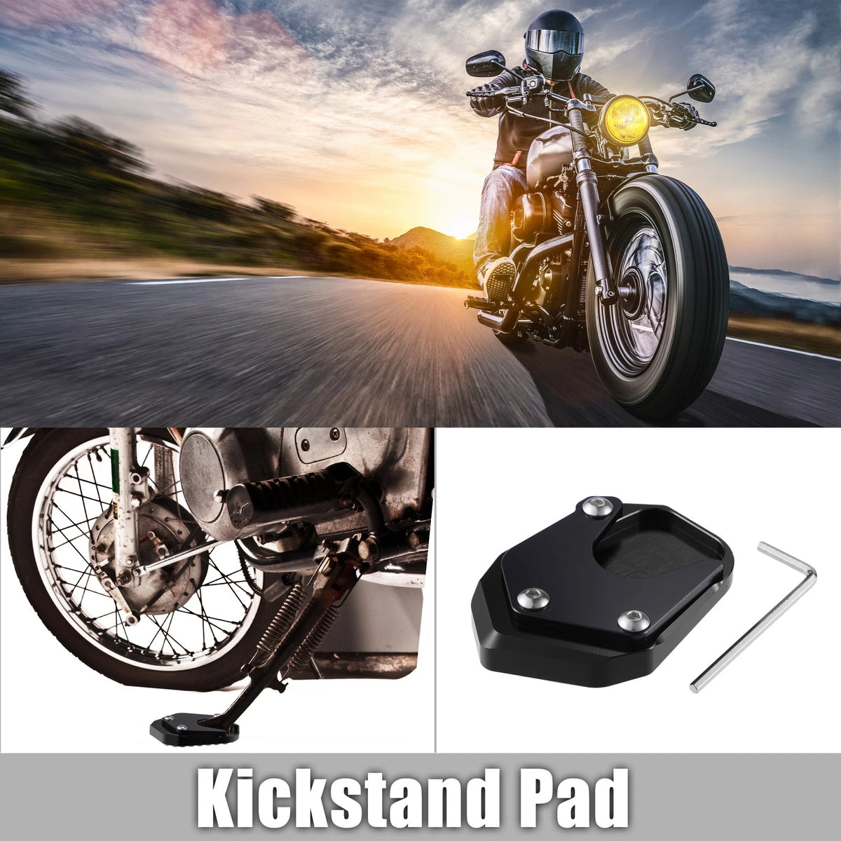 1 Set Aluminum Kickstand Plate Pad for Honda CB125R Black (2018–2021)