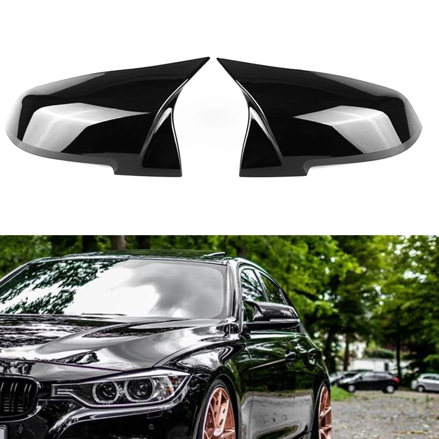 Gloss Black Rear Side Mirror Cover for BMW F20 F21 F22 F30 (2011-2019)