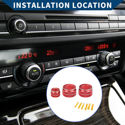 AC Radio Volume Control Knob Cover Ring for BMW F10 (2011-2016) - 3 Pcs