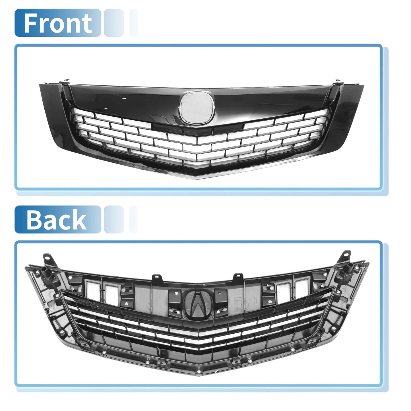 Front Upper Bumper Grille for Acura TSX 2009 Base V6 2.4L L4 (2009)