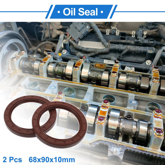 Oil Seal 2 Pcs Rotary Shaft Seal FKM Rubber 68x90x10mm Brown for Make Model