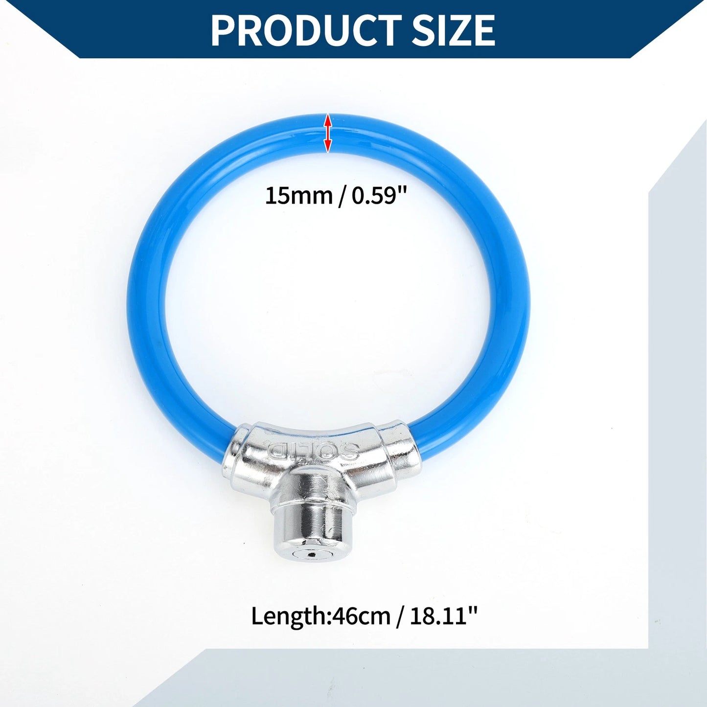 Portable 46cm Anti-Theft Cable Bike Lock for Bicycle - Blue