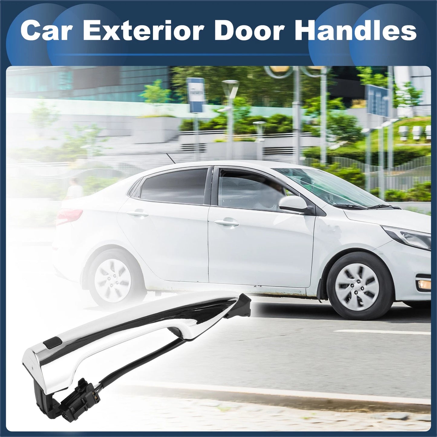 Front Left Exterior Door Handle for Kia K2 (2011-2016) - Silver Tone, 1 Pcs