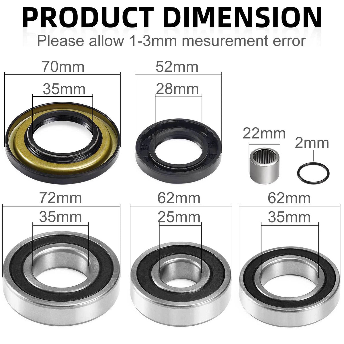Rear Differential Bearing W Seal Kit for Can-Am Outlander 500 4x4 (2009–2016)