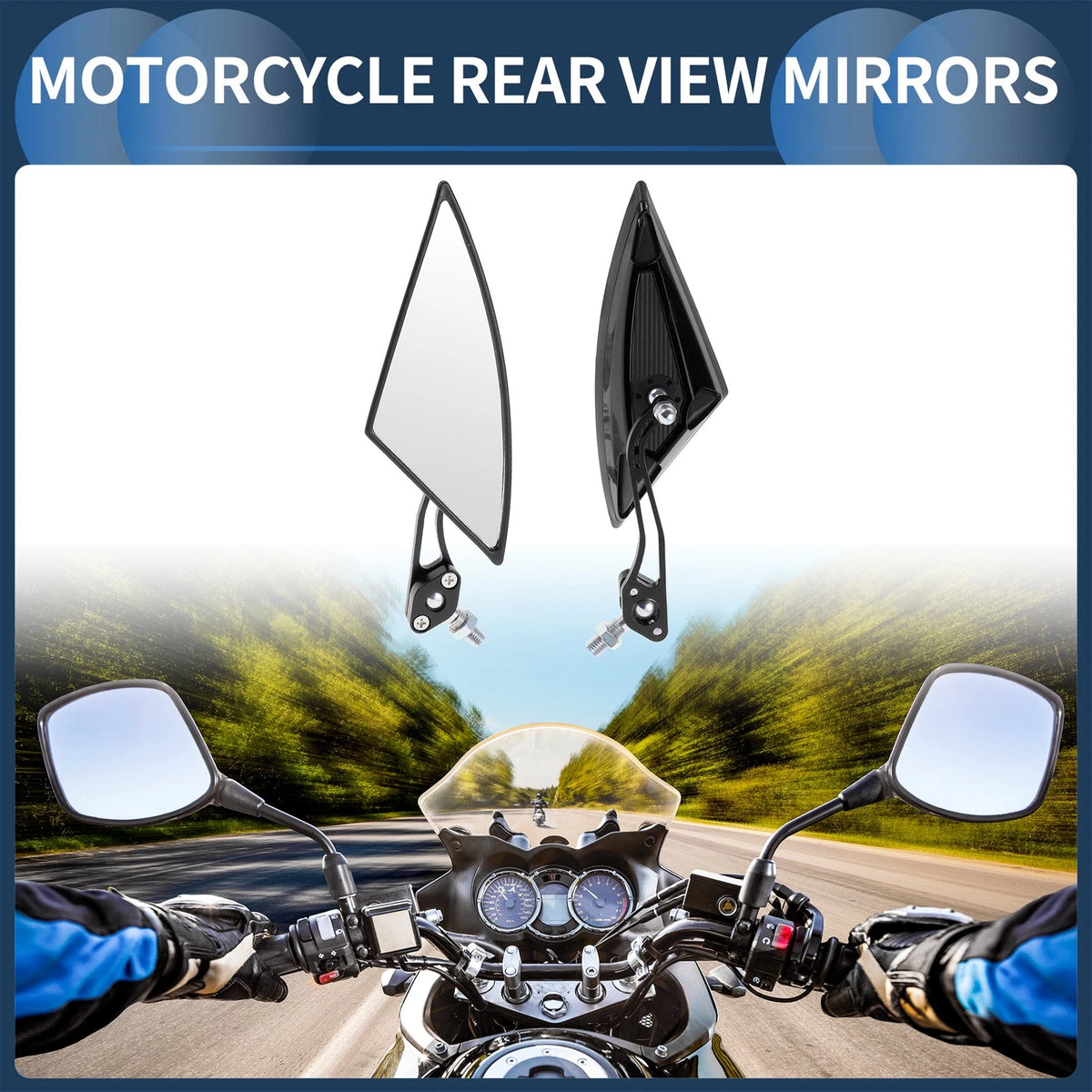 M8/M10 1set Rear View Mirrors Handlebar Mirrors Black Aluminum Alloy for M8/M10